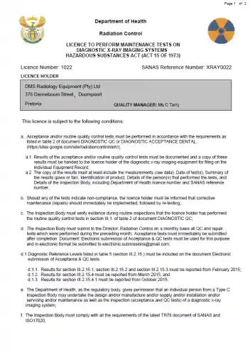 IME MED is DOH licensed to service and maintain x-rayequipment and generators of ionizing radiation